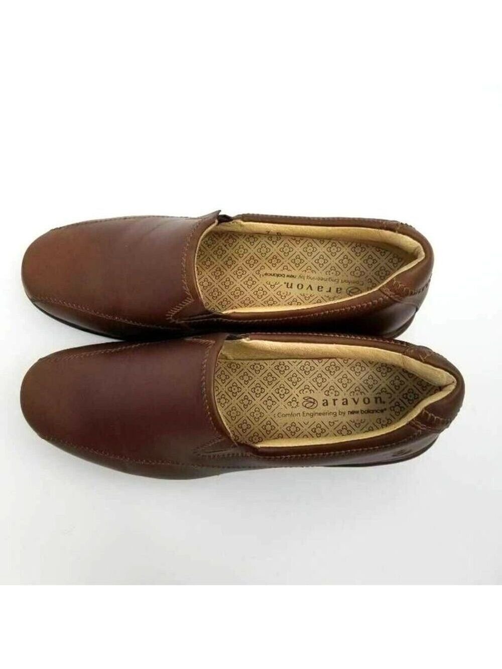 Aravon Womens Slip On Wedge Loafer Shoes Brown Leather Sz 7B - Picture 8 of 12